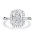 Lussuoso anello in argento S925 con diamante taglio cushion e montatura halo - Incastonatura Halo Rettangolare-Zirconia Bianca (FDJZ-473)