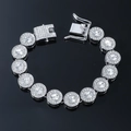 Bracciale hip hop da uomo argento con cristalli pavé rotondi e strass ghiacciati - Bracciale / Argento