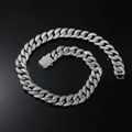 Dettaglio della collana cubana da 16mm argento con chiusura hip hop in strass - 20inch / Argento