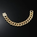Bracelet chaîne cubaine hip hop doré serti de pierres de zircone étincelantes - Doré