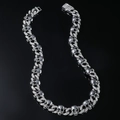 Silver plated iced out cuban link necklace with skull charms and sparkling stones - Necklace (45cm) / Silver