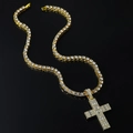 Collana tennis 5mm oro ghiacciato con un ciondolo a croce hip hop con cristalli - Oro (Croce) - Con Catena Tennis
