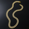 Luxe vergulde Cubaanse schakelketting met sprankelende kristallen op zwarte basis - Goud-Ketting (50cm)