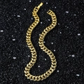 Men's 12mm gold Cuban link chain necklace displayed on a luxury textured black background - Gold-Necklace (45cm)