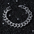 Bracelet à maillons cubains en forme de cœur argenté massif avec fermoir carré pour hommes - Bracelet (20.5cm) / Argenté