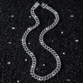 9mm silberne Iced-Out Cuban Gliederkette mit Rautenmuster für Hip-Hop-Style Schmuck - Halskette (40cm) / Silber
