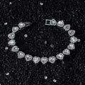 Pulsera hip hop de 10mm de ancho con diseño de corazón y circonitas en acabado plata brillante - Pulsera / Plateado (20cm)