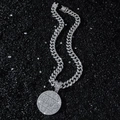 Collana a catena cubana hip hop con un grande ciondolo a forma di globo di cristallo - Catena Cubana 50cm / Argento