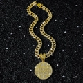Catena cubana dorata con pendente a globo e scritta GRAYS in stile hip hop con strass lucidi - Catena Cubana 50cm / Oro