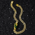 Collana cubana da 12mm in oro con ciondolo San Giuda e dettagli in smalto verde - Collana Oro / 50.5cm
