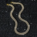 Klassische 10mm vergoldete Hip-Hop-Kette mit Diamantbesatz auf edlem dunklen Hintergrund - Halskette (45cm) / Gold