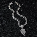 Iced out lion head pendant necklace with silver Cuban chain for hip hop street fashion - Silver (Lion Head) - With Cuban Chain