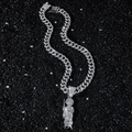 Hip hop San Judas hanger ketting met glinsterende zirkonia op een cubaanse ketting - Zilver (Sint-Judas) - Met 50cm Cubaanse Schakel