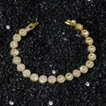 8mm gold-plated tennis bracelet with circular crystal clusters on black mineral background - Bracelet (20cm) / Gold