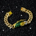 Hip hop style gold Cuban link bracelet with St. Jude pendant and white rhinestones - 20cm Bracelet / Gold