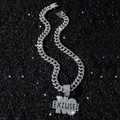 Chaîne cubaine hip-hop argentée avec pendentif lettres NO EXCUSEZ serti de zircons brillants - Chaîne Cubaine 50cm / Argenté