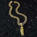 Hip hop stijl goudvergulde Saint Jude hanger ketting met fonkelende zirkonia - Goud (Sint-Judas) - Met 50cm Cubaanse Schakel