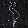 Hiphop Saint Jude hanger ketting met groene stenen en tennisketting op zwarte steen - Zilver (St. Judas) - Met Tennisketting