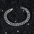 Hip Hop Style 10mm breites silbernes Iced Out Rauten Gliederkette Armband für Herren - Armband (20cm) / Silber