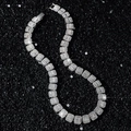 Collana a catena cubana da 12mm in argento iced out con cristalli quadri e tondi - Collana (45cm) / Argento