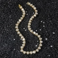 Collar de eslabones de corazón dorado de 10mm con circonitas claras y cristales - Dorado (40cm)