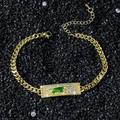 Bracciale con ciondolo religioso San Giuda dorato con catena cubana e chiusura a moschettone - Oro-Bracciale (San Giuda)