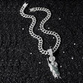 Collana con ciondolo San Giuda hip hop con zirconi verdi e catena cubana ghiacciata - Set Collana San Giuda / Argento (San Giuda)