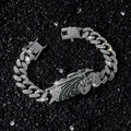 Hip-Hop St. Judas Kuba-Gliederkette Armband mit glitzernden grünen Strasssteinen - St. Judas Figur / Silber