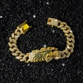 Hip-Hop Saint Jude Kuba-Gliederkette mit funkelnden Strasssteinen und grünen Zirkonia - St. Judas Figur / Gold