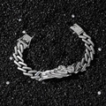 Hip-Hop Saint Jude Anhänger Armband mit silbernen kubanischen Gliedern und Pavé-Zirkonia - Silber - Sankt Judas Armband