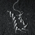 Irregular thorn geometric hip hop metal statement necklace on black stone background - Thorn Fringe Style / Silver