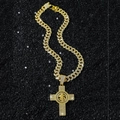 Collana hip hop oro con pendente a croce con dollaro su catena cubana ghiacciata - Set Collana Croce Dollaro Girevole Oro