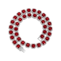 Collana di lusso con rubini a taglio quadrato e alone di diamanti su sfondo bianco - Diamante Rosso Argento (diamante Non Acrilico) / 18cm