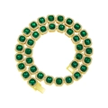 Detail of emerald cut green crystals and zircon halo on gold plated luxury chain - Gold Green Zirconia
