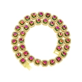 Golden hip-hop tennis necklace with square rainbow gradient stones and micro-pave crystals - Gold with Multicolor Zircon