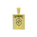 Macro-opname van gouden Cash Money dollarteken hanger met kristallen pave en kroon detail - Goud Zwart Emaille Alleen Hanger