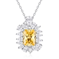Elegante S925 zilveren ketting met geel Asscher geslepen edelsteen en kristallen halo - Pear Round Cluster Rechthoek Stijl (FDDZ-067)