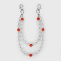 Detail of double-layer chain with white and orange sparkling crystal disco beads - Red