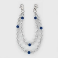 Detail of double-layer chain with blue and white crystal balls and lobster clasps - Blue