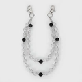 Close-up of double-layer hip-hop trousers chain with black and white crystal disco balls - Black