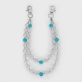 Close-up of double-layered hip hop trousers chain with sparkling crystal clay beads - Lake Blue