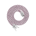 Nahaufnahme der silbernen Panzerkette mit rosa Strasssteinen und sicherem Kastenverschluss - 16cm / Silber/Rosa Zirkonia