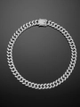 Detalle de cadena cubana de plata de 13 mm con cierre de diamantes y acabado brillante - Plata 40CM