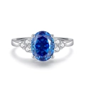S925 sterling silver ring with royal blue oval sapphire and side diamond accents - Royal Blue (FDJZ-463)