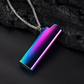 Chic iridescent gradient lighter case pendant on silver rope chain hip-hop necklace - 3.0/60cm Basket Chain / Colorful