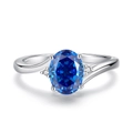 S925 Sterling silver ring featuring a large oval royal blue sapphire with twisted band design - Royal Blue (FDJZ-466)