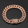 Pulsera Cuban Link de 13 mm en oro rosa con pavé de cristales brillantes Iced Out - Oro Rosa 23CM