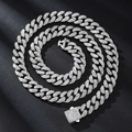 Klassische 13mm Iced Out Silberne Panzerkette mit funkelnder Kristall-Pflaster-Oberfläche - Silber 45cm