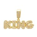Gold plated KING letter pendant with pave set rhinestones on a Cuban chain - Gold Pendant Only