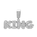 Silver iced out KING pendant with Cuban chain style for hiphop jewelry fashion - Silver Pendant Only